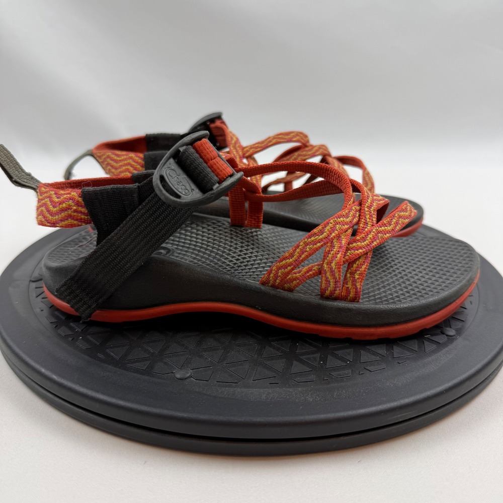 Chaco Kids Z1 Ecotread Sport Sandals Orange Black Chevron Size 3 Big Kids - Picture 5 of 10